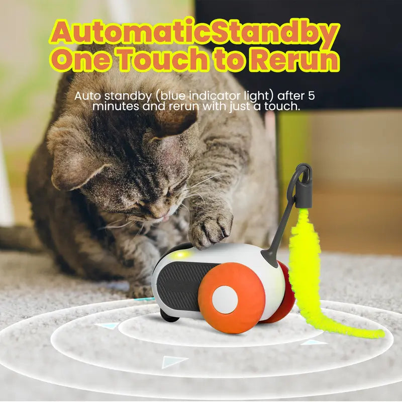 Interactive Cat Toy with Obstacle Avoidance and Feather Attachment