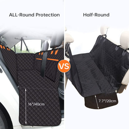 Dog Car Seat Cover for Back Seat, 100% Waterproof Dog Hammock for Car, 600D Scratchproof Nonslip Durable Dog Car Seat Cover with Mesh Window and Storage Pocket for Cars/Trucks/Suvs