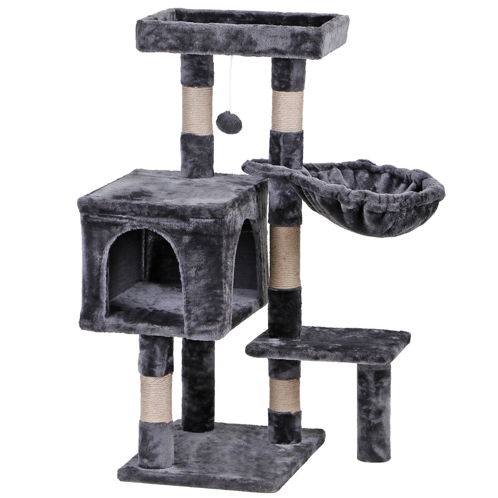 36" Cat Tree Cat Tower Scratching Posts Cat Condo W/Hammock for Indoor Cats Gray