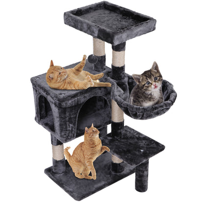 36" Cat Tree Cat Tower Scratching Posts Cat Condo W/Hammock for Indoor Cats Gray