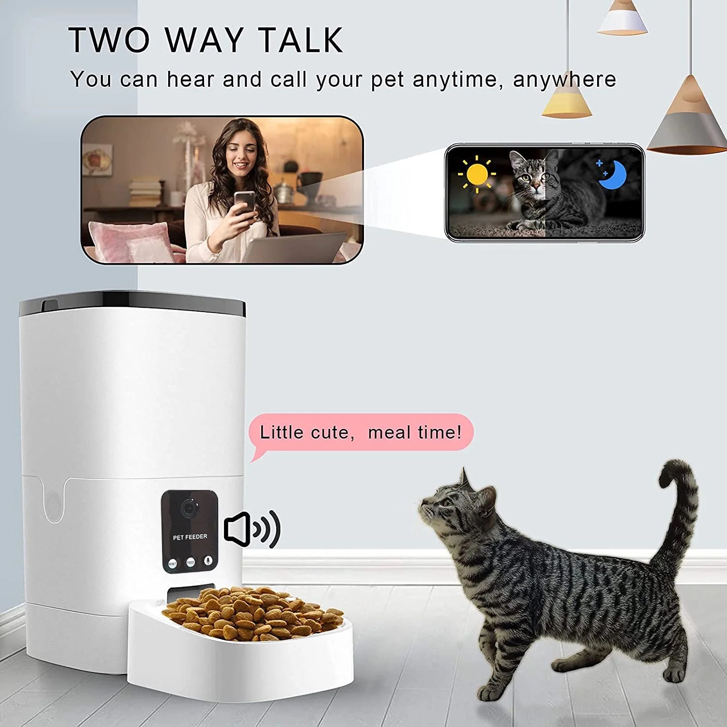 Automatic 6L Pet Feeder with 1080P Camera, App Control, and Timed Feeding