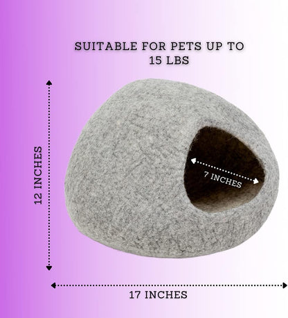 Enclosed Pet Bed Cave for Cats and Dogs with Hideaway Design - Plain Grey