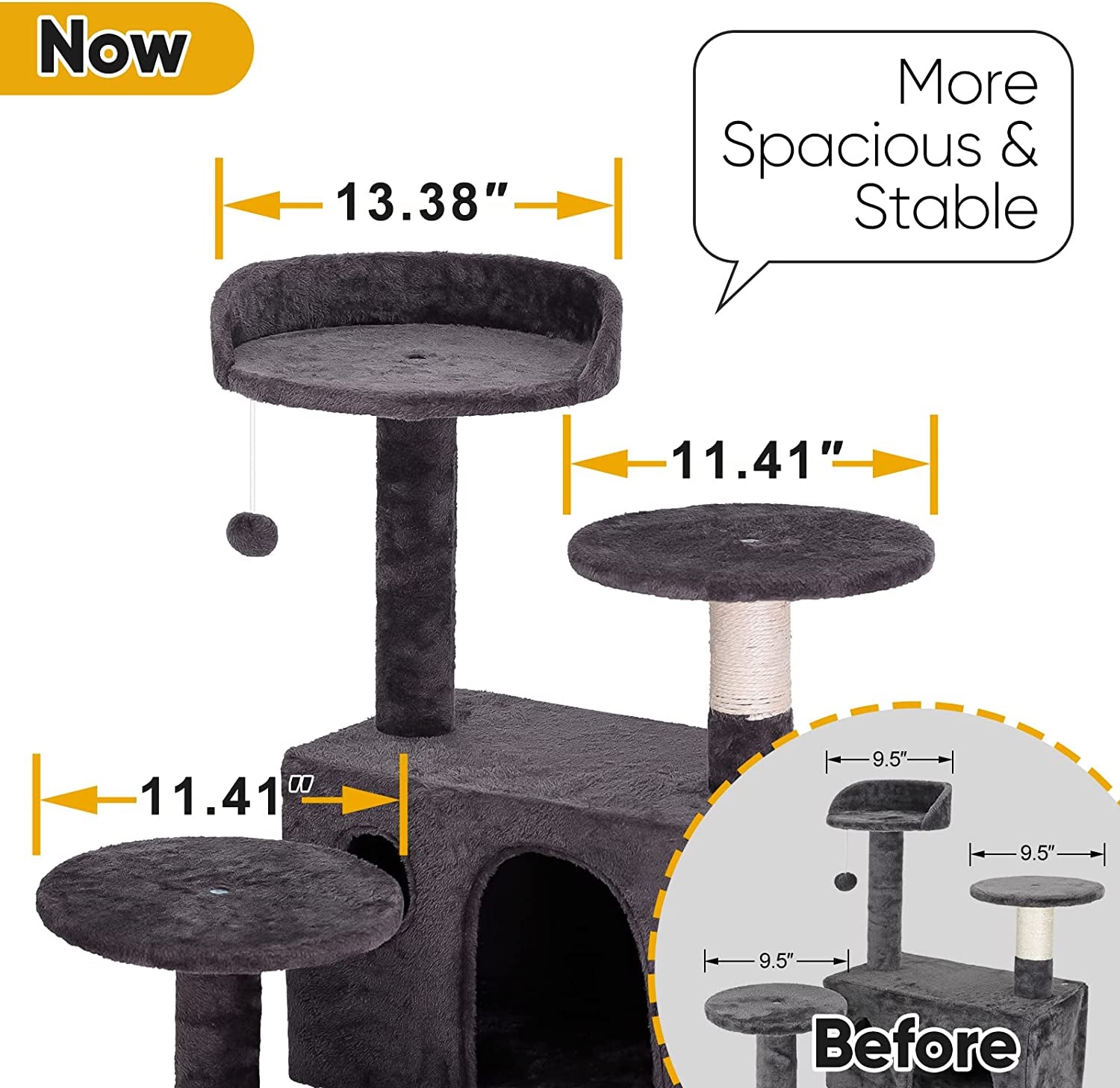 54In Cat Tree Cat Tower for Indoor Cats Plush Cat Condo Multi-Level Cat Furniture with Scratching Post, Jumping Platform Cat Play House Activity Center