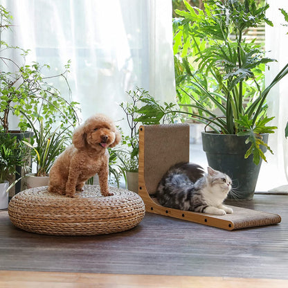 Large L-Shaped Wall Mounted Cat Scratcher with Ball Toy