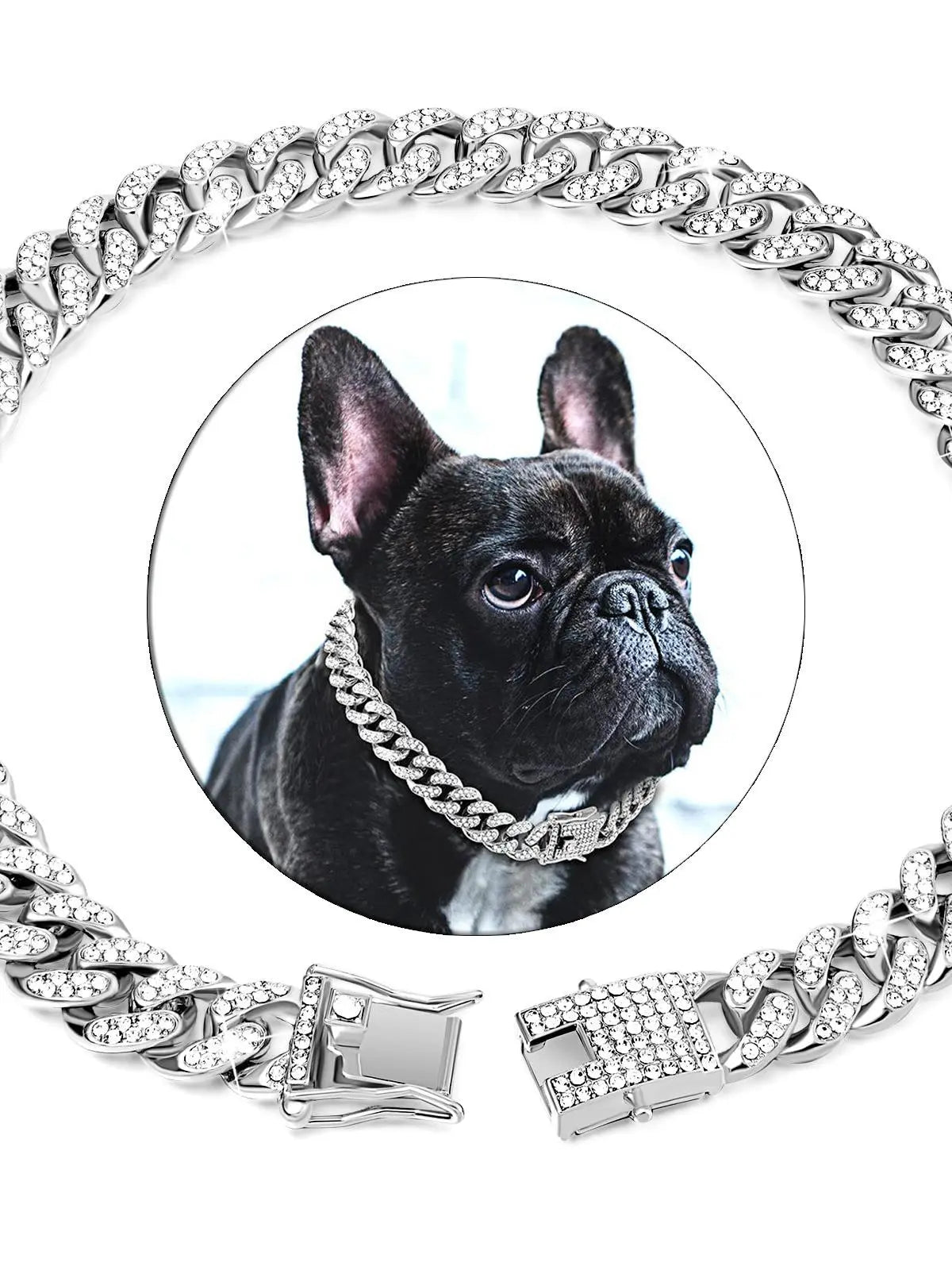 Rhinestone Decor Dog Chain Collar, Buckle Design Pet Necklace for Small Medium Large Dogs & Cats, Dog & Cat Accessories for Indoor & Outdoor, Dog Collars, Dog Stuff, Summer Pet Supplies