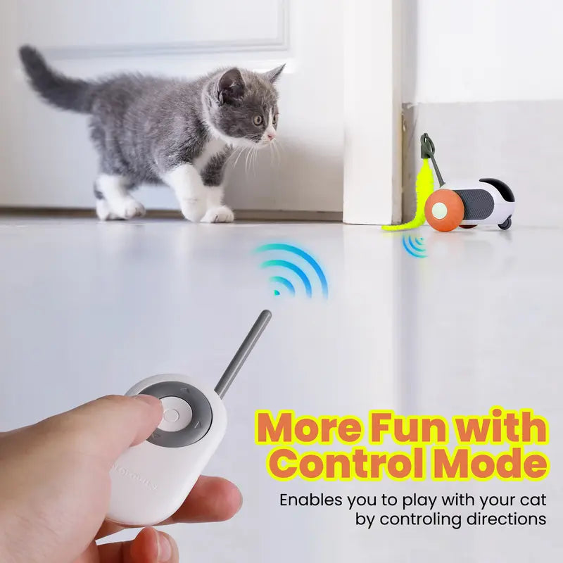 Interactive Cat Toy with Obstacle Avoidance and Feather Attachment