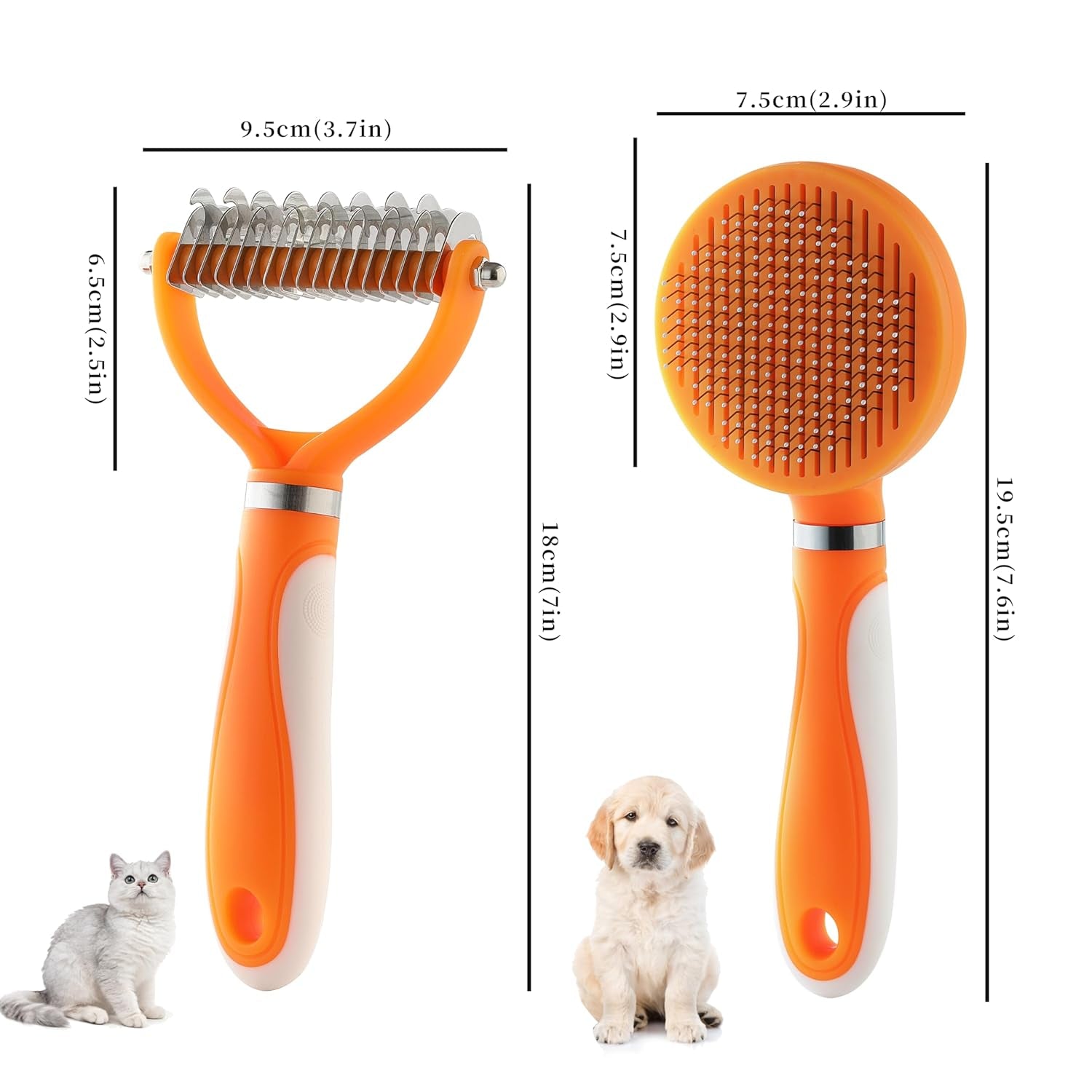 Pet Grooming Brush and Self Cleaning Slicker Brush, Dog Brush Cat Brush for Shedding, Undercoat Rake for Dogs & Cats, Deshedding Dematting Brush for Dogs & Cats, Brushes for Long Haired Pets