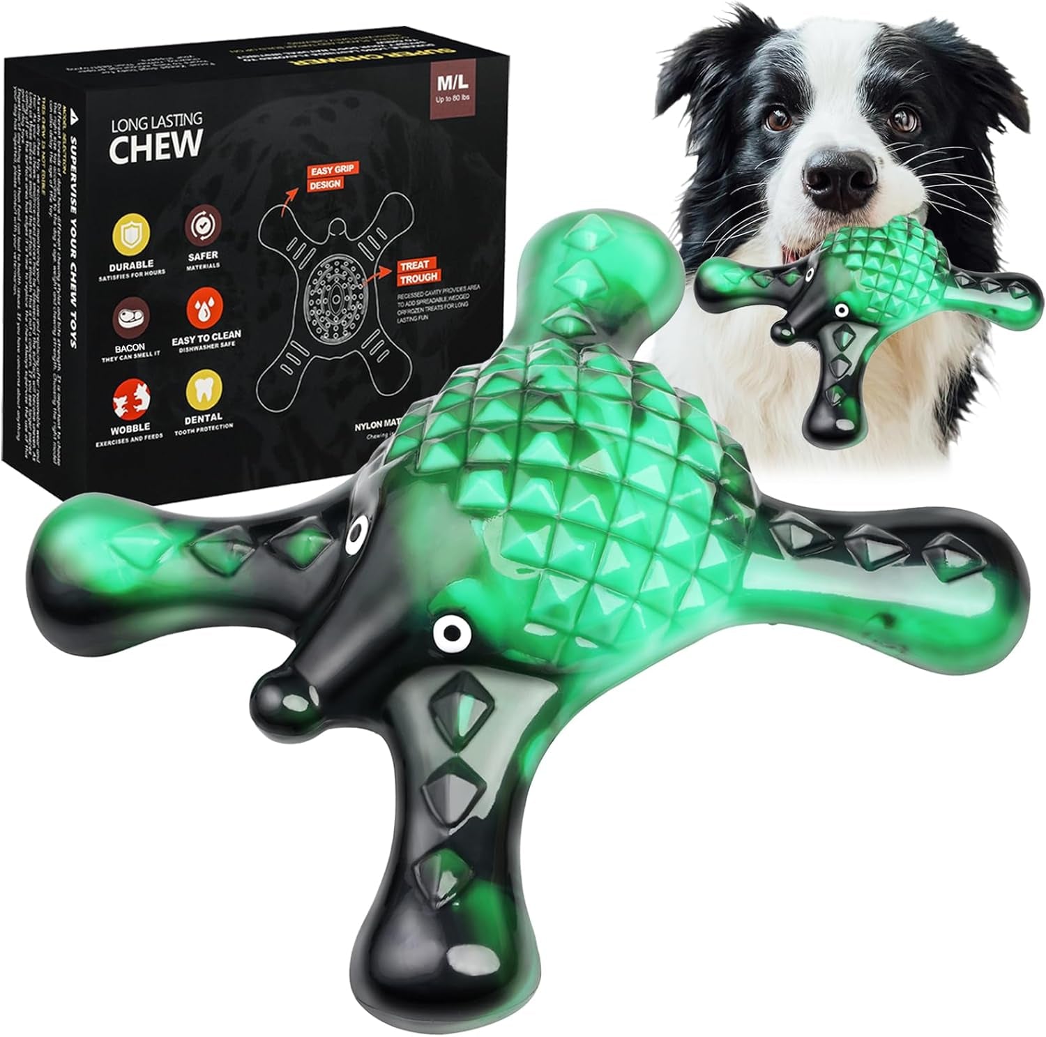 Dog Toys for Aggressive Chewers - Tough Dog Chew Toys for Medium/Large Breed, Super Durable Dog Toys for Teething, Nylon Bones Toy to Keep Them Busy, Interactive Dog Toys for Boredom