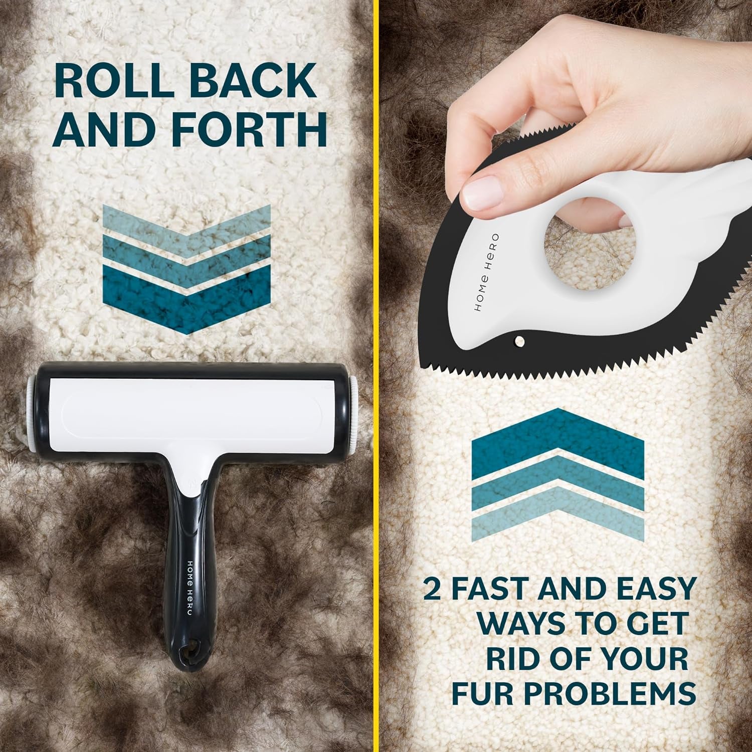 Pet Hair Remover for Couch - Reusable Lint Roller - Essential Pet Supplies Dog Products Pet Products, Dog Hair Remover for Couch, Cat and Dog Hair Remover for Car (Pet Hair Remover + Detailer)