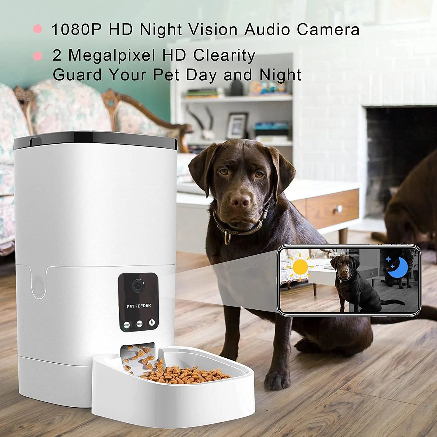 Automatic 6L Pet Feeder with 1080P Camera, App Control, and Timed Feeding