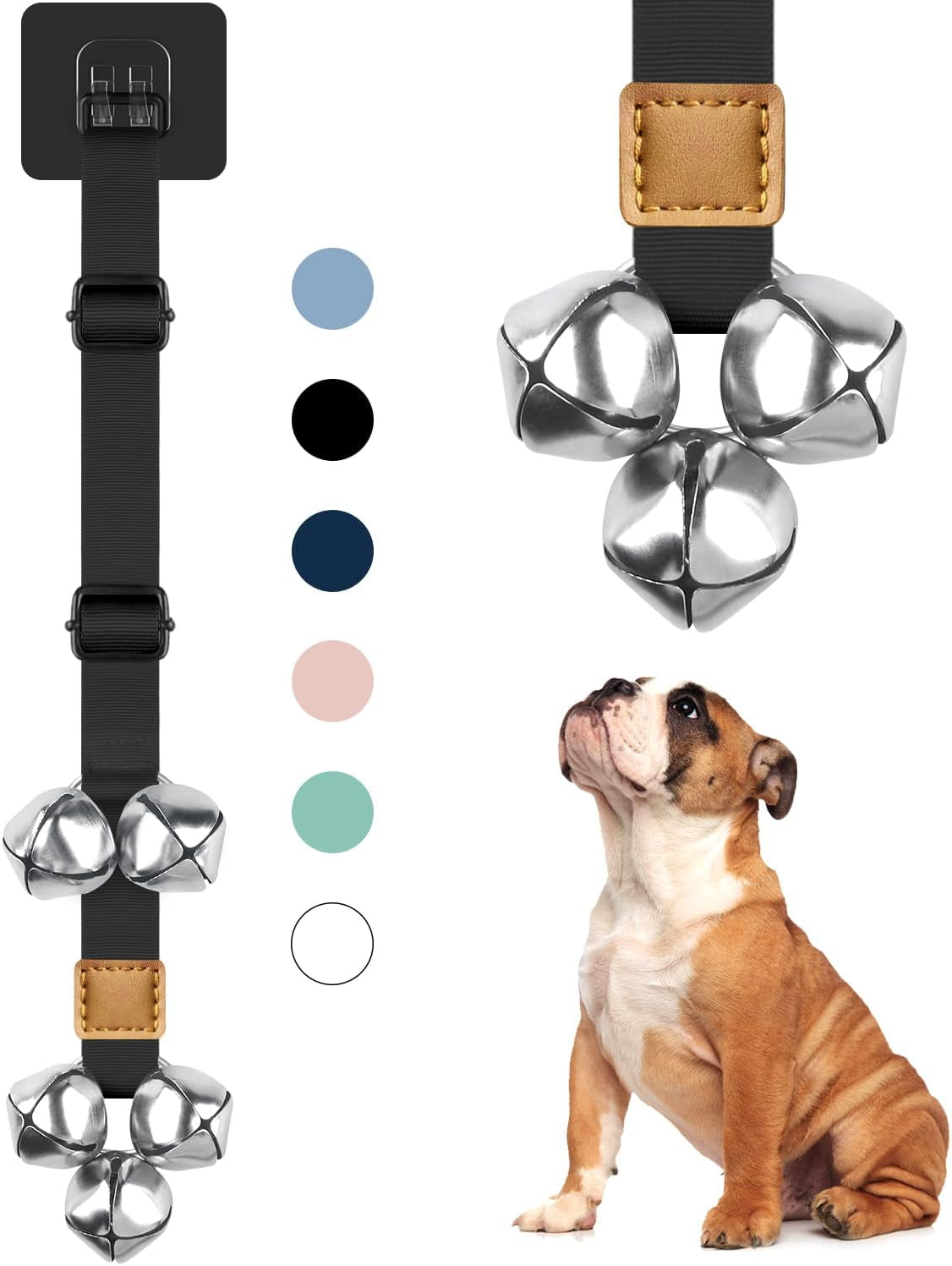 Dog Bells to Go outside Dog Door Bell Premium Quality Buckle Adjustable Dog Bell Dog Attached to Doorknob or Anywhere near the Door, Length and Height Adjustable