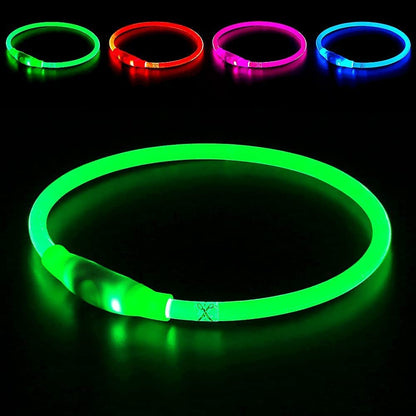 Led Dog Collar,  USB Rechargeable Flash Dog Necklace Light, Pet Safety Collar Makes Your Beloved Dogs Be Seen at Night for Small Medium Large Dogs