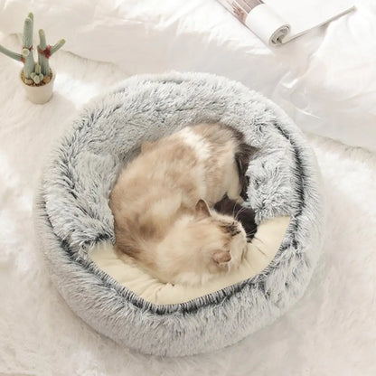 Cozy Semi-Closed Pet Cave Bed for Cats & Small Dogs