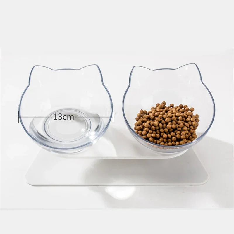 Non-Slip Double Cat & Dog Bowl with Stand - Pet Feeder