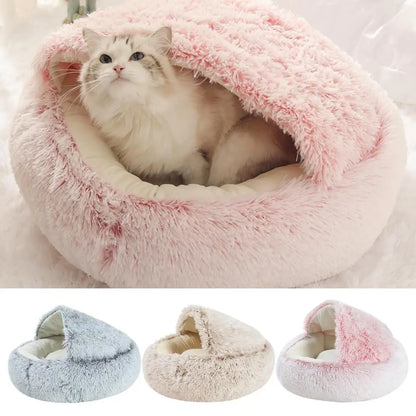 Cozy Semi-Closed Pet Cave Bed for Cats & Small Dogs