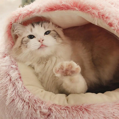 Cozy Semi-Closed Pet Cave Bed for Cats & Small Dogs