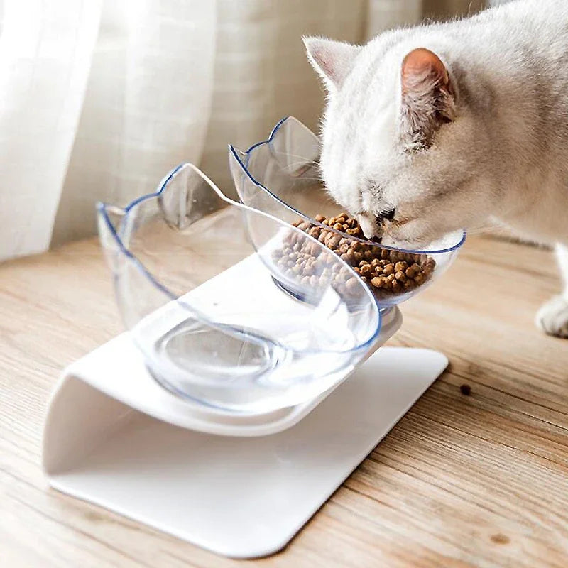 Non-Slip Double Cat & Dog Bowl with Stand - Pet Feeder