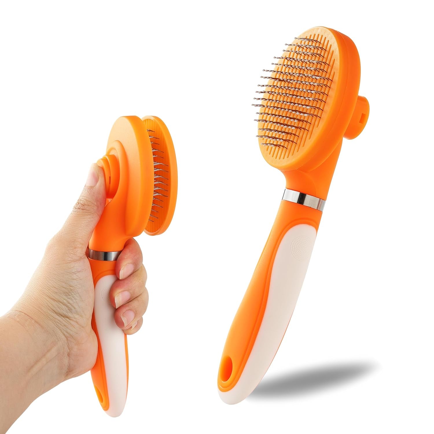 Pet Grooming Brush and Self Cleaning Slicker Brush, Dog Brush Cat Brush for Shedding, Undercoat Rake for Dogs & Cats, Deshedding Dematting Brush for Dogs & Cats, Brushes for Long Haired Pets