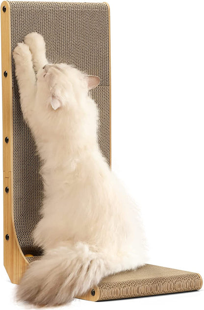 Large L-Shaped Wall Mounted Cat Scratcher with Ball Toy