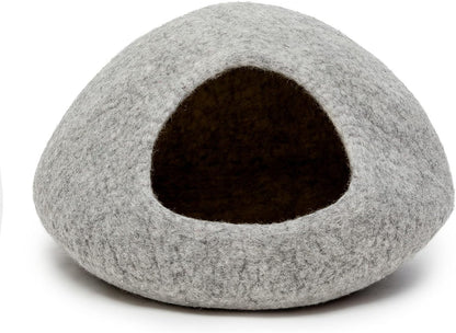 Enclosed Pet Bed Cave for Cats and Dogs with Hideaway Design - Plain Grey