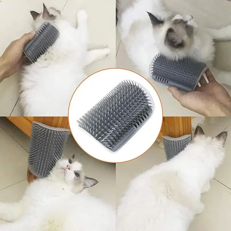 Cat Self Grooming Brush with Corner Massage Comb and Wall Scratching Brush