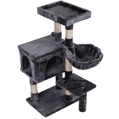 36" Cat Tree Cat Tower Scratching Posts Cat Condo W/Hammock for Indoor Cats Gray