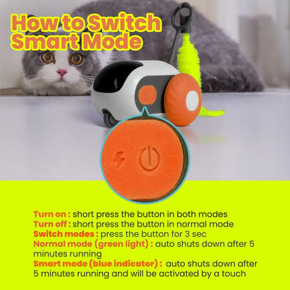 Interactive Cat Toy with Obstacle Avoidance and Feather Attachment