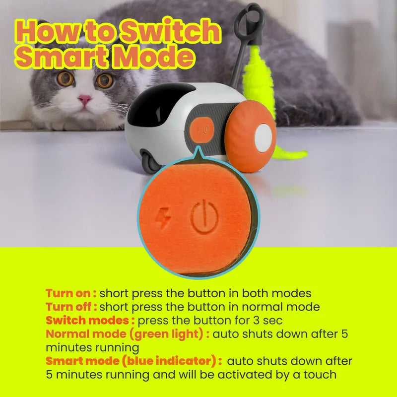 Interactive Cat Toy with Obstacle Avoidance and Feather Attachment