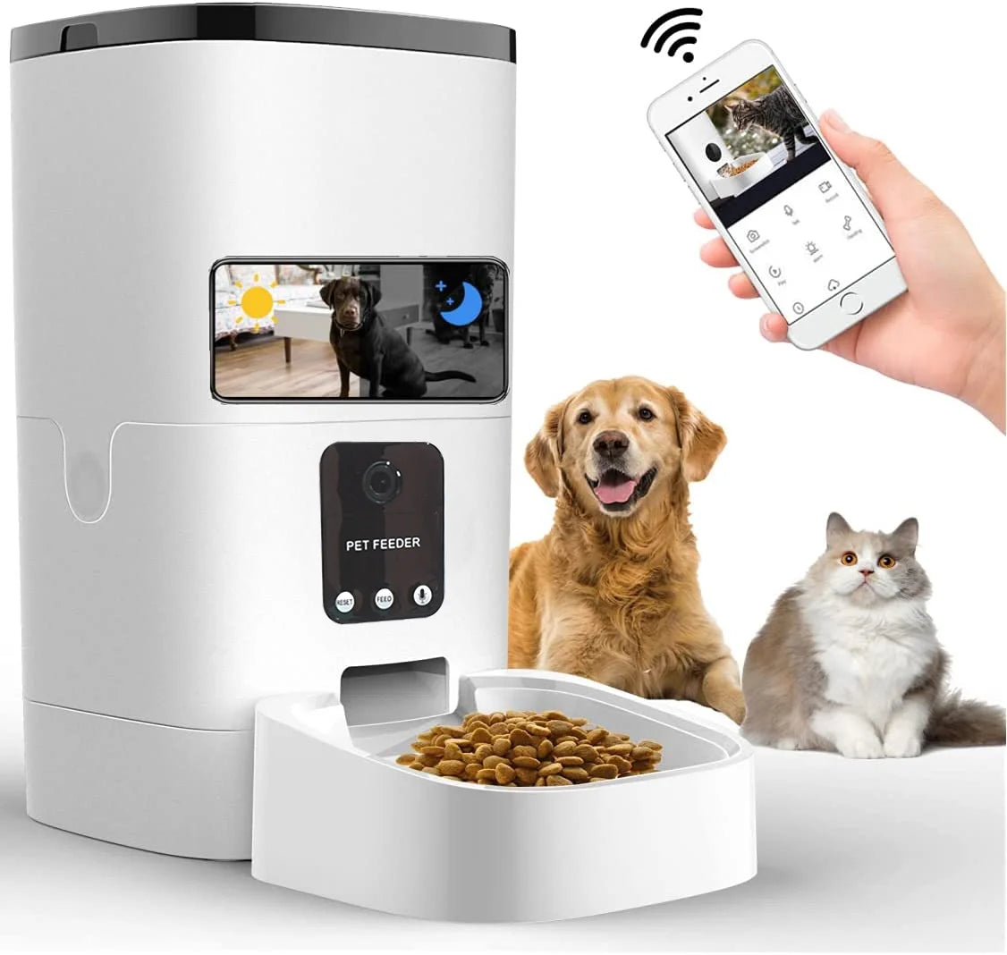 Automatic 6L Pet Feeder with 1080P Camera, App Control, and Timed Feeding