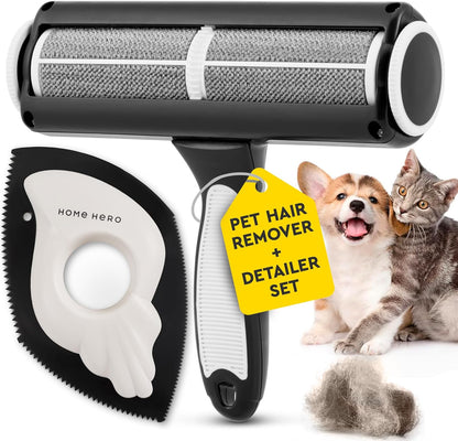 Pet Hair Remover for Couch - Reusable Lint Roller - Essential Pet Supplies Dog Products Pet Products, Dog Hair Remover for Couch, Cat and Dog Hair Remover for Car (Pet Hair Remover + Detailer)