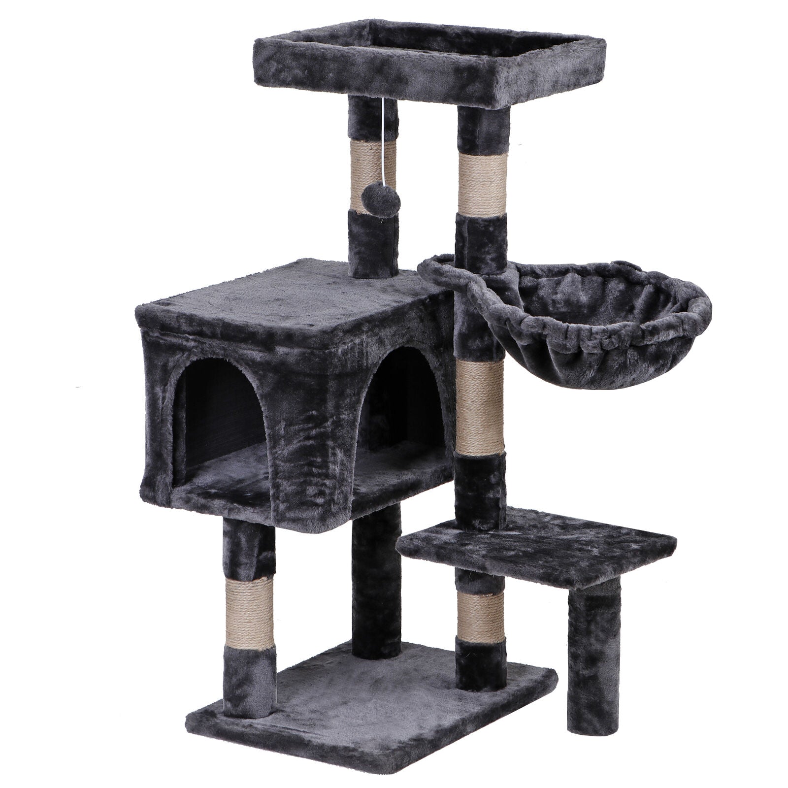 36" Cat Tree Cat Tower Scratching Posts Cat Condo W/Hammock for Indoor Cats Gray