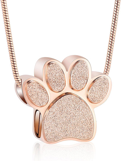 Pet Urns for Dogs/Cats - Pet Urn - Pet Ashes Necklace - Paw Print Urn Necklace with Mini Keepsake Urn Memorial Ash Jewelry