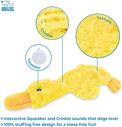 Plush Crinkle Dog Toy with Soft Squeaker for Dogs of All Sizes - Yellow