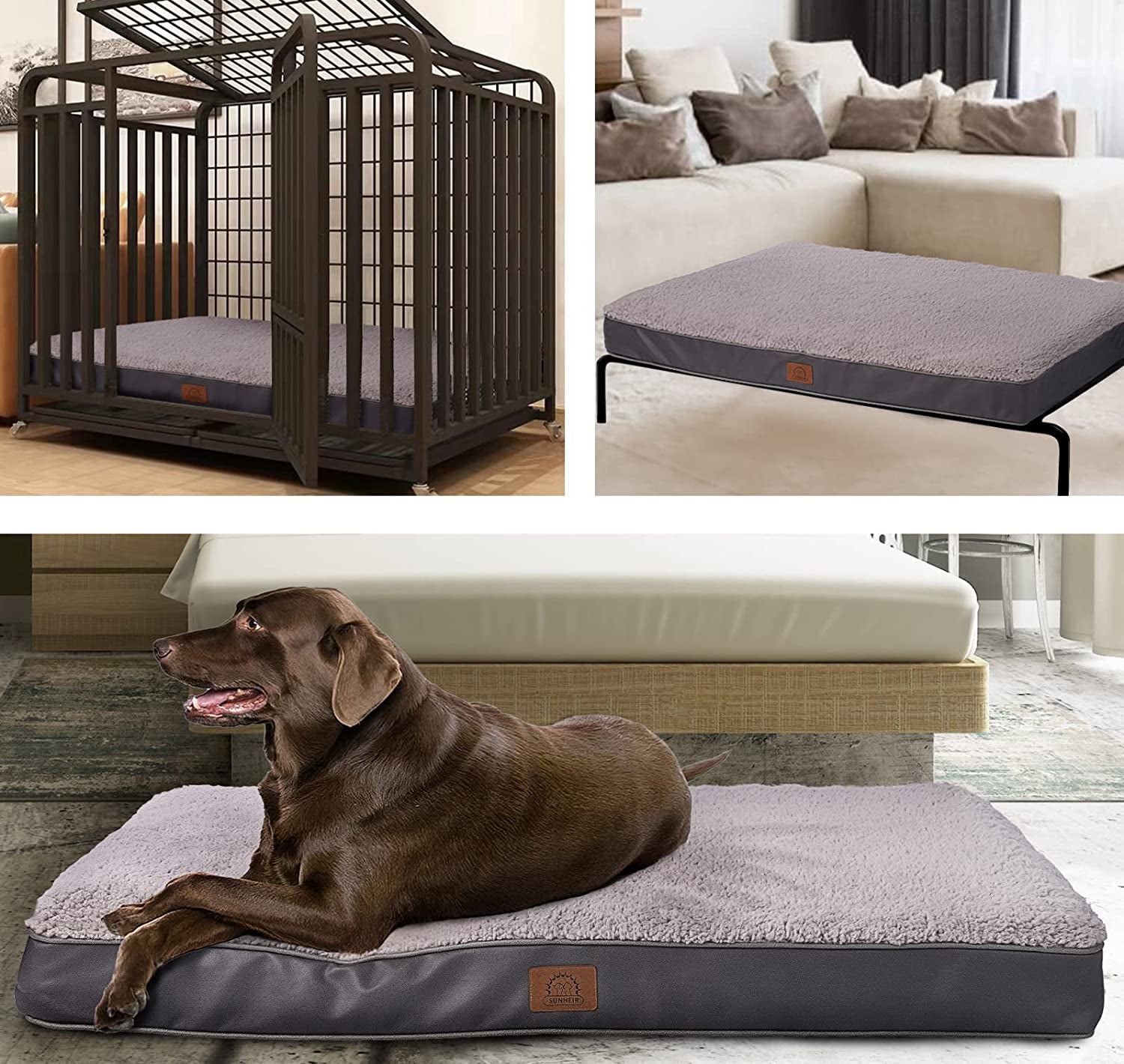 Professional Title: "Large Orthopedic Waterproof Dog Bed with Anti-Slip Bottom and Removable Washable Cover - Deluxe Pet Bed Mat for Big Dogs (Grey)"