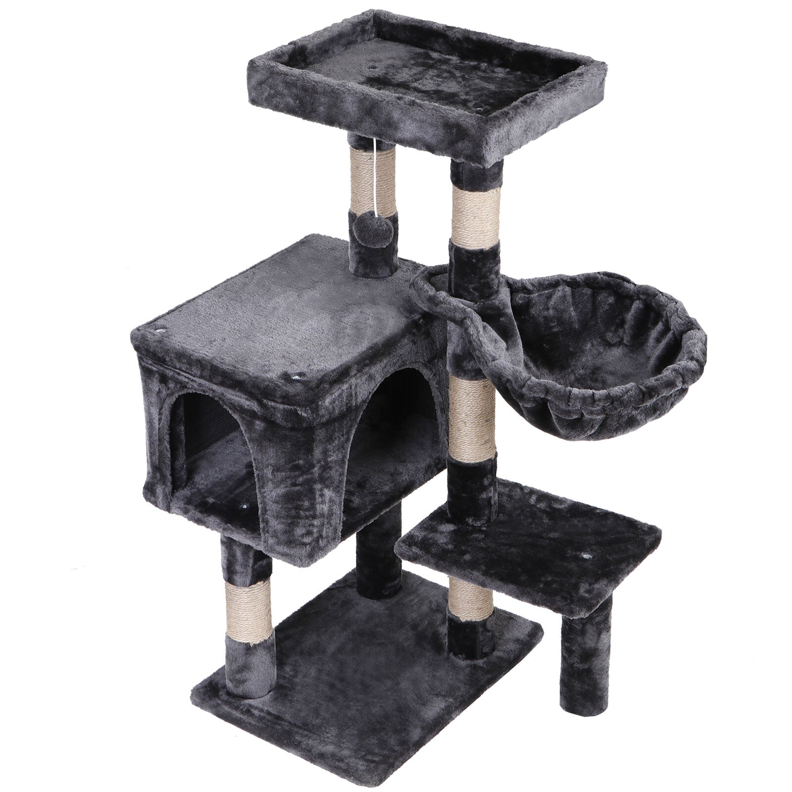 36" Cat Tree Cat Tower Scratching Posts Cat Condo W/Hammock for Indoor Cats Gray